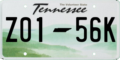 TN license plate Z0156K