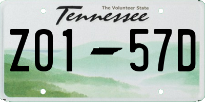 TN license plate Z0157D