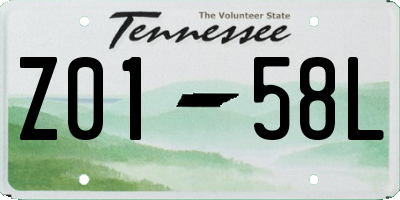 TN license plate Z0158L