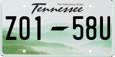 TN license plate Z0158U