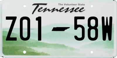 TN license plate Z0158W
