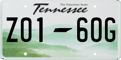 TN license plate Z0160G