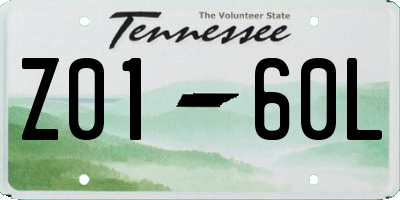 TN license plate Z0160L