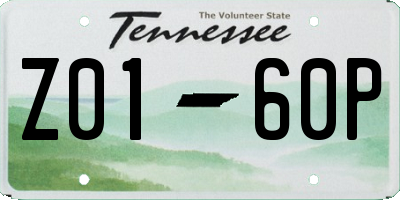 TN license plate Z0160P
