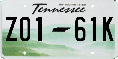 TN license plate Z0161K