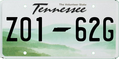 TN license plate Z0162G