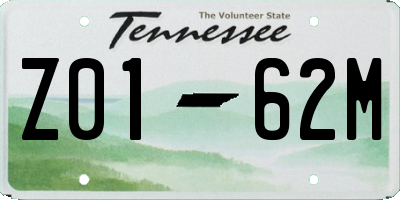TN license plate Z0162M