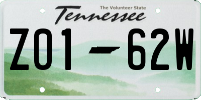 TN license plate Z0162W