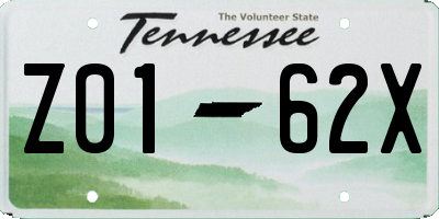 TN license plate Z0162X
