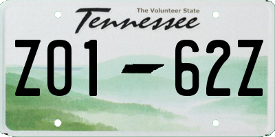 TN license plate Z0162Z