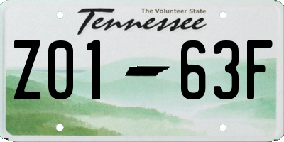 TN license plate Z0163F