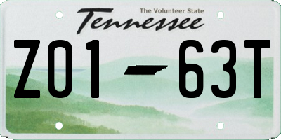 TN license plate Z0163T