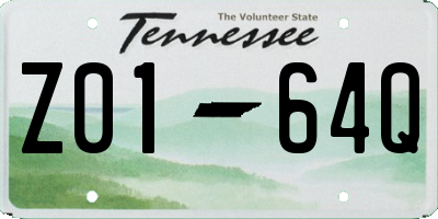 TN license plate Z0164Q