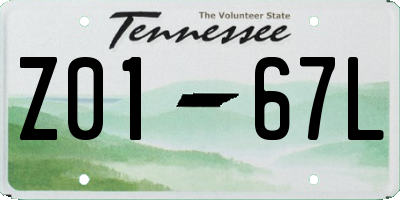 TN license plate Z0167L