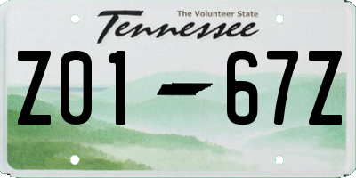 TN license plate Z0167Z