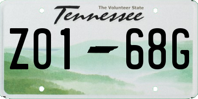 TN license plate Z0168G