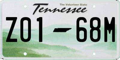 TN license plate Z0168M