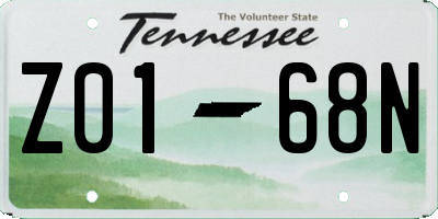 TN license plate Z0168N