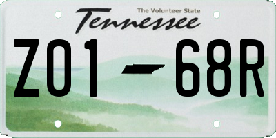 TN license plate Z0168R
