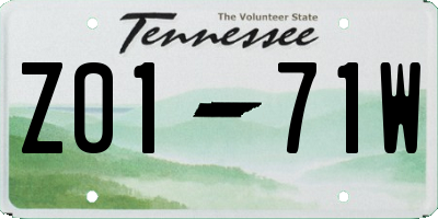 TN license plate Z0171W