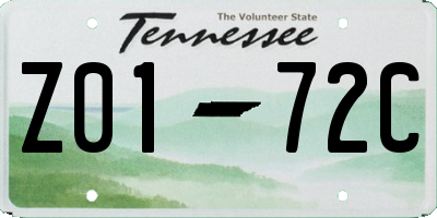 TN license plate Z0172C