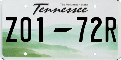 TN license plate Z0172R