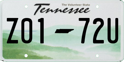 TN license plate Z0172U