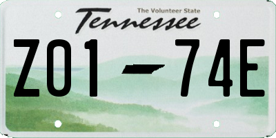 TN license plate Z0174E