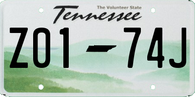 TN license plate Z0174J