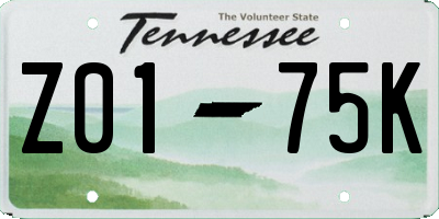 TN license plate Z0175K