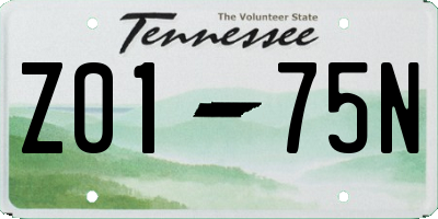 TN license plate Z0175N