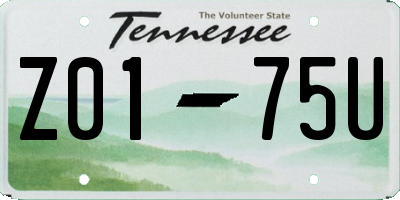 TN license plate Z0175U