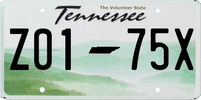 TN license plate Z0175X