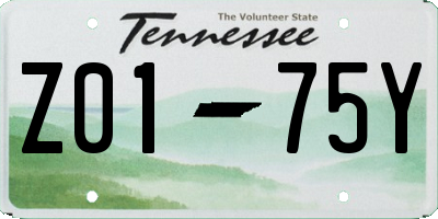 TN license plate Z0175Y