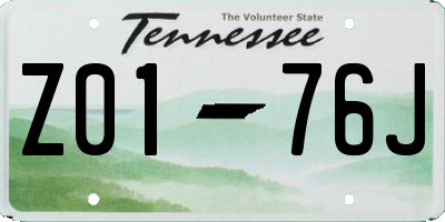 TN license plate Z0176J