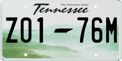 TN license plate Z0176M