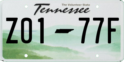 TN license plate Z0177F