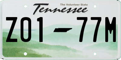 TN license plate Z0177M