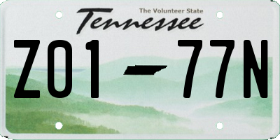TN license plate Z0177N