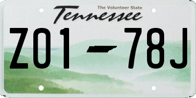 TN license plate Z0178J