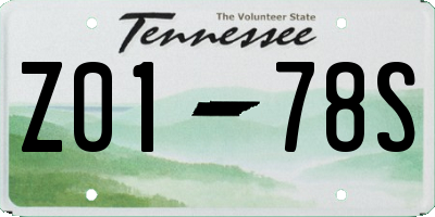 TN license plate Z0178S