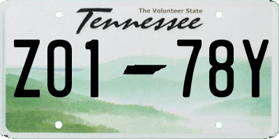 TN license plate Z0178Y
