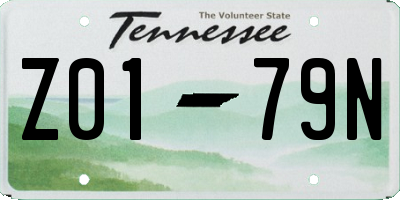 TN license plate Z0179N