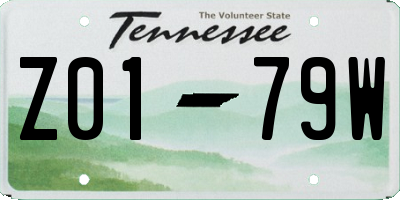 TN license plate Z0179W