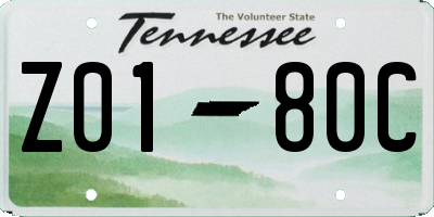 TN license plate Z0180C
