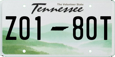 TN license plate Z0180T
