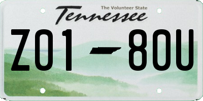 TN license plate Z0180U