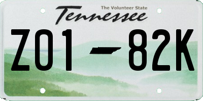 TN license plate Z0182K