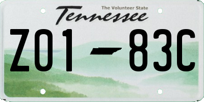 TN license plate Z0183C