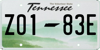 TN license plate Z0183E